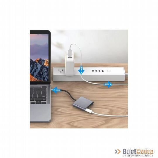 Переходник USB Type C-hdmi 3 в 1 KS-is (KS-342P)