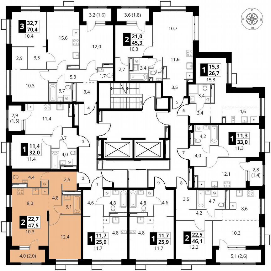 1-к. квартира, 47,5 м², 15/25 эт.