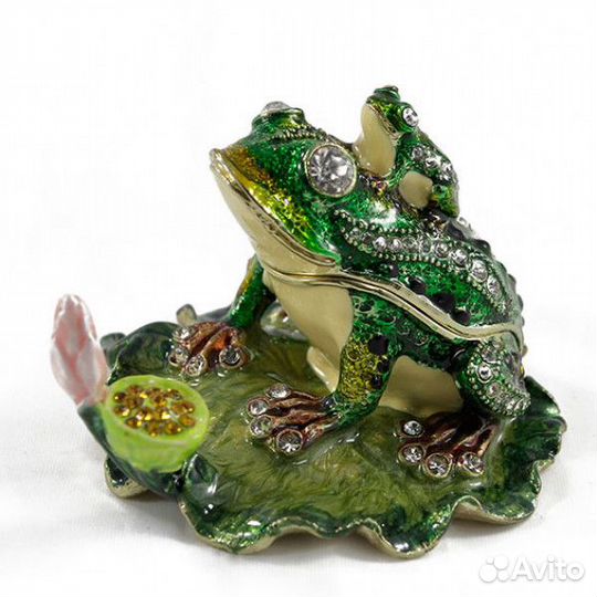 Лягушка шкатулка со стразами новинки разные