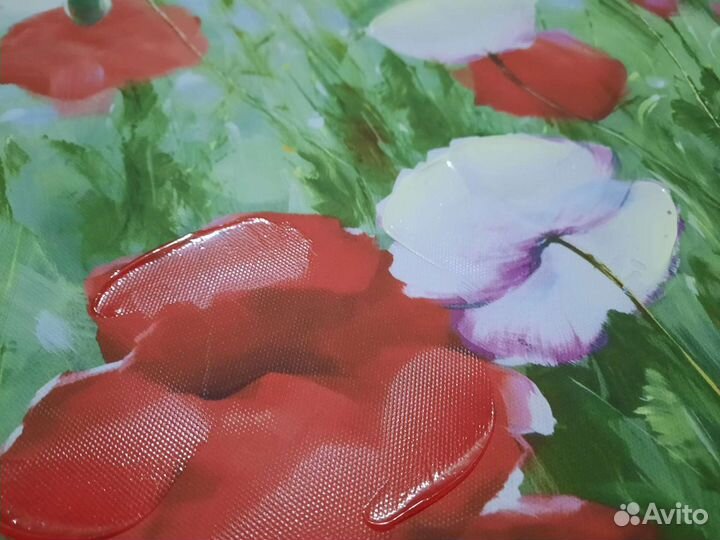 Картина для интерьера на подрамнике маки цветы