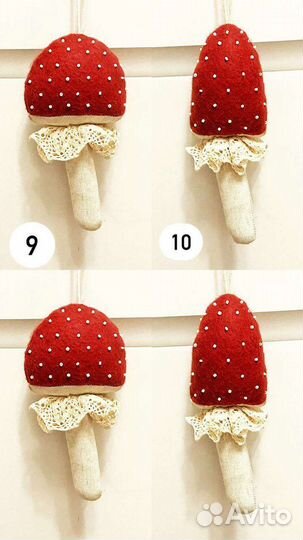 Ёлочные и интерьерные игрушки украшения мухоморы