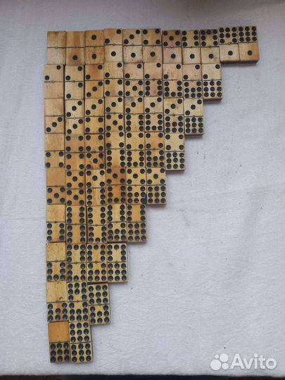 Старинное 55 штук домино, кость