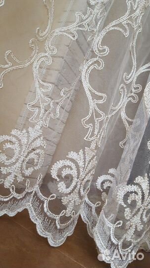 Тюль штора сетка набивная выс.2.75. люверсы.дубай