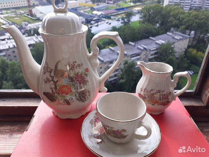 Сервиз кофейный фарфор винтаж Япония Павлины