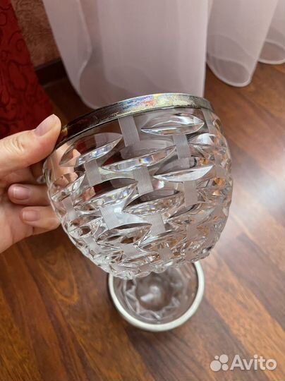Хрустальные вазы с мельхиором