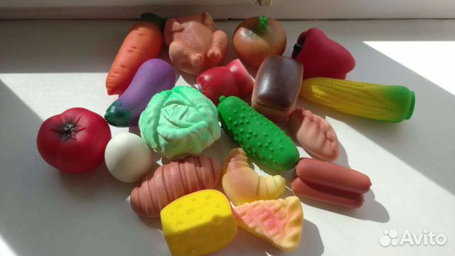 Набор игрушечных продуктов+ тележка