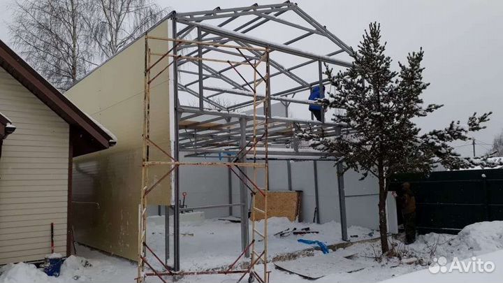 Ангар из сэндвич-панелей гараж дом коттедж