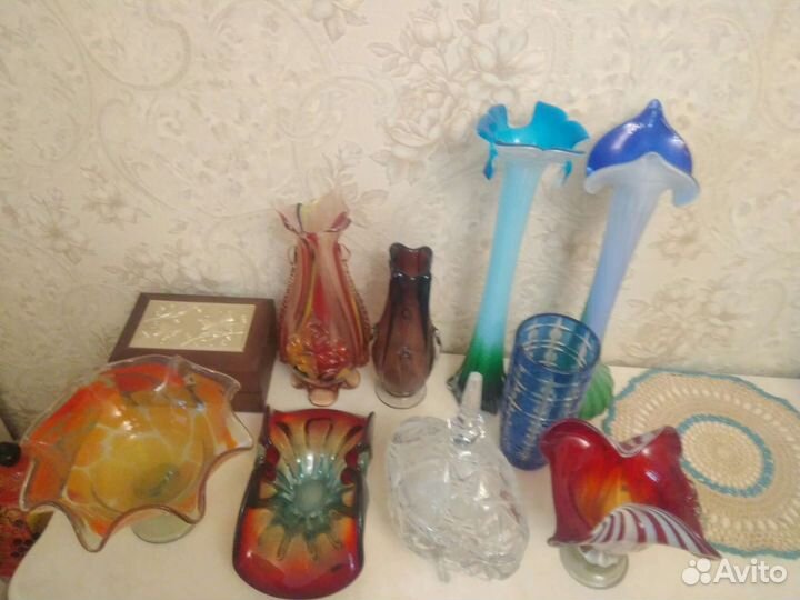 Вазы цветное стекло хрусталь винтаж
