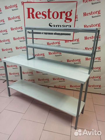 Стол из нержавейки с настольной полкой 1200х600