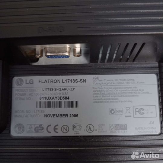 Монитор LG flatron l1718s-sn