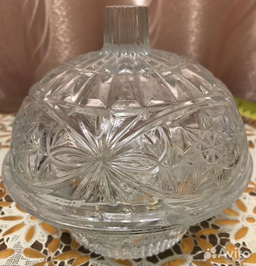 Ваза для кофет/ сахара/ варенья/ хрусталь