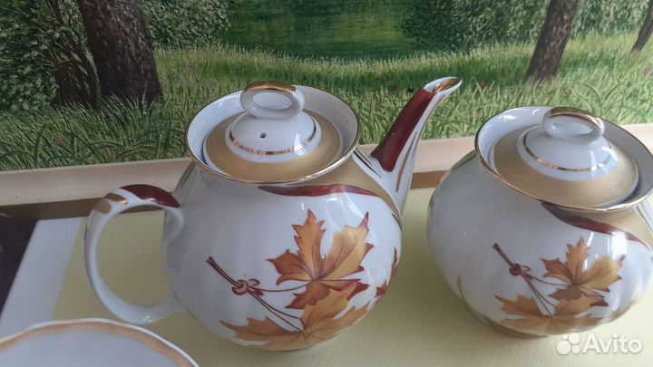 Чайный сервиз фарфор Кленовый лист Дулево