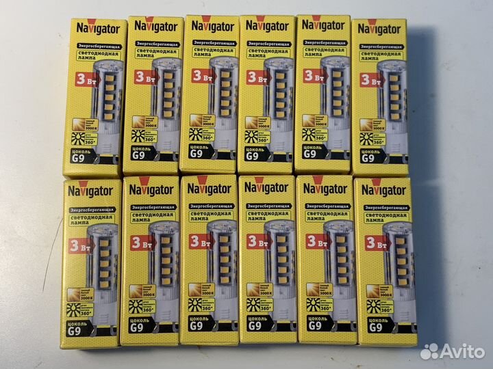 12 шт Светодиоидные лампы G9 3вт 3000К Navigator