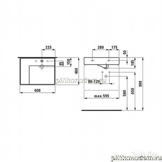 Laufen Kartell 8.1033.5.000.104.1 раковина-чаша с полочкой слева 60х46,1