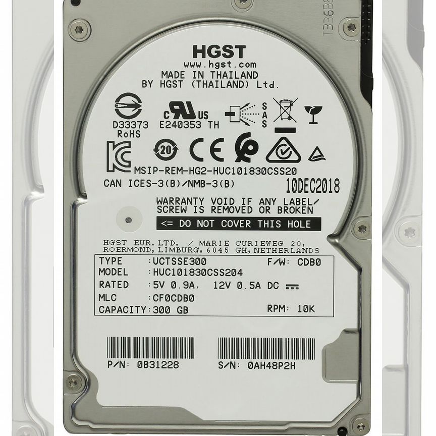 [HUC101830CSS204] Жесткий Диск Hgst 300gb Sas 2.5 Huc101830css204