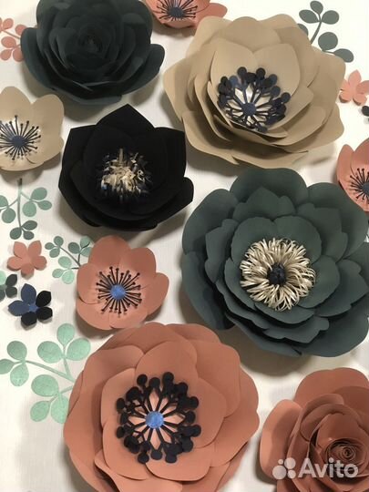 Цветы бумажные на стену