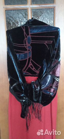 Шаль палантин платок шарф шелк хлопок 180-52см