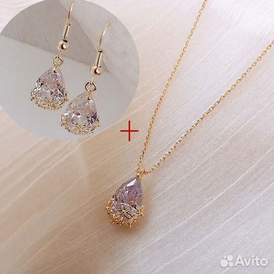 Серьги и цепочка с кулоном