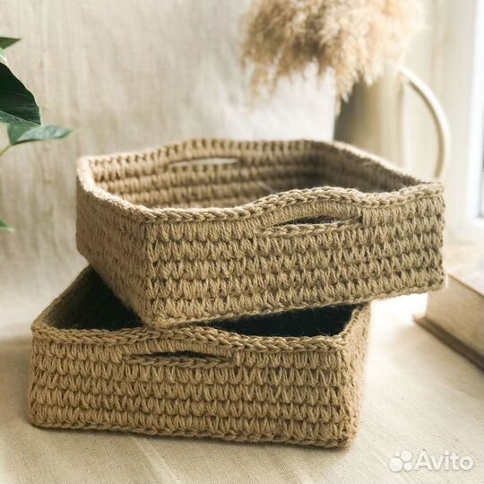 Корзинки из джута и полиэфирного шнура