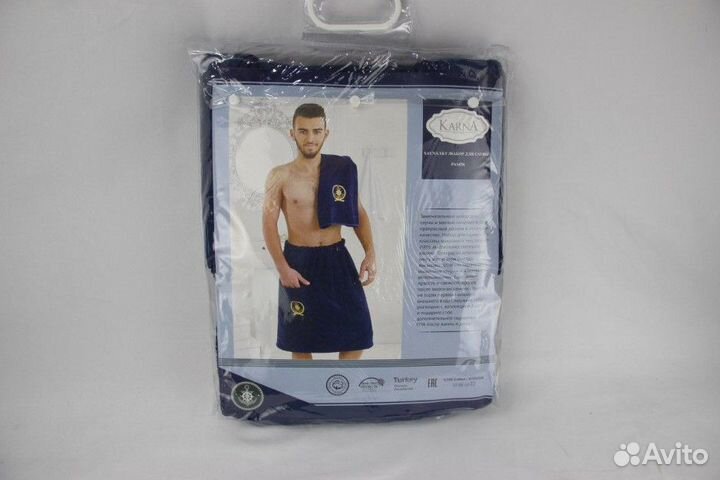 Набор для сауны мужской 100 хлопок Турция синий