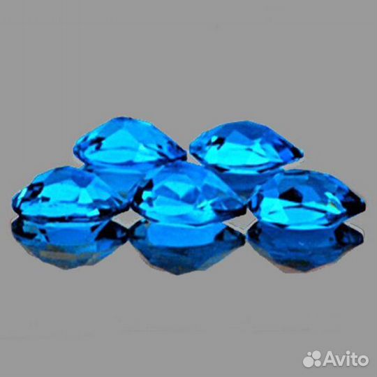 Топаз натуральный 4,77Ct 5шт 8х5мм Swiss Blue pear