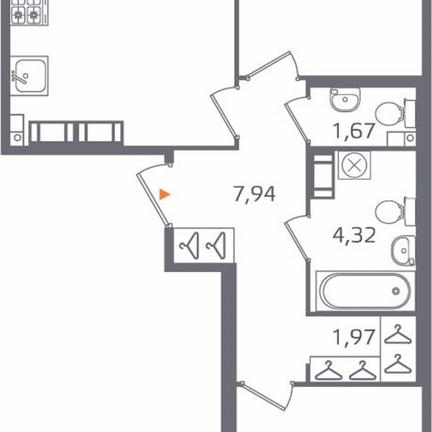 2-к. квартира, 68,7 м², 14/16 эт.