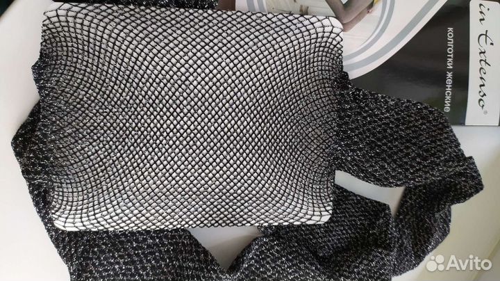 Новые колготки сеточка с люрексом и с узором