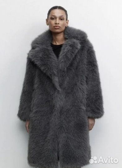 Серая пушистая шуба Befree XS