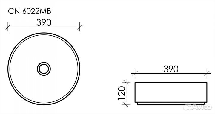 Раковина накладная Ceramica nova черная CN6022MB