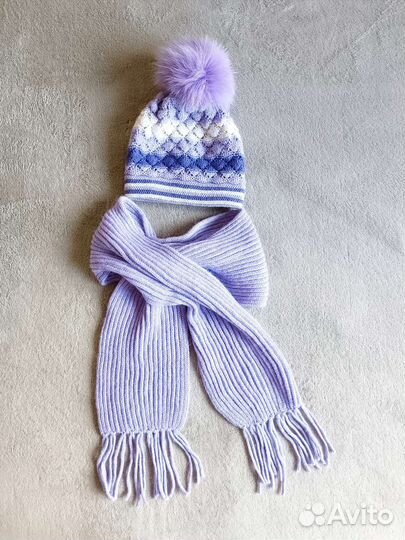 Комплект шапка и шарф Ангора для девочки