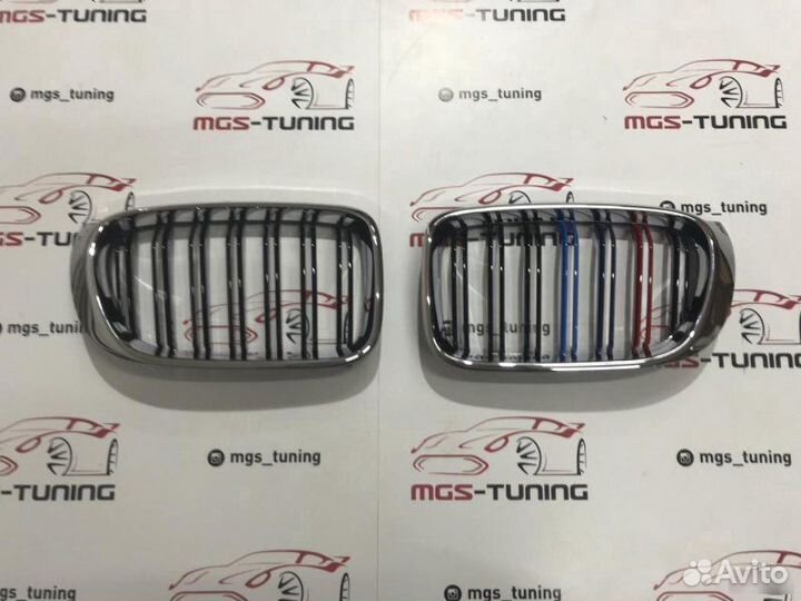 Решетка двойная BMW X3/X4 F25/26 Триколор + Хром