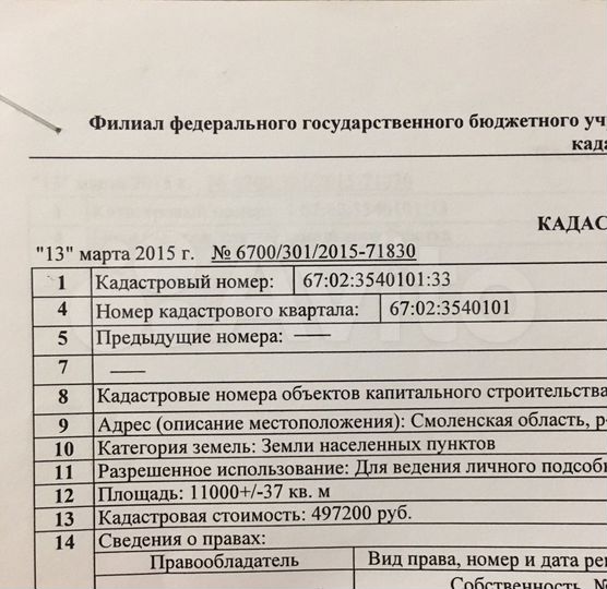 Участок 1,1 га (ИЖС)