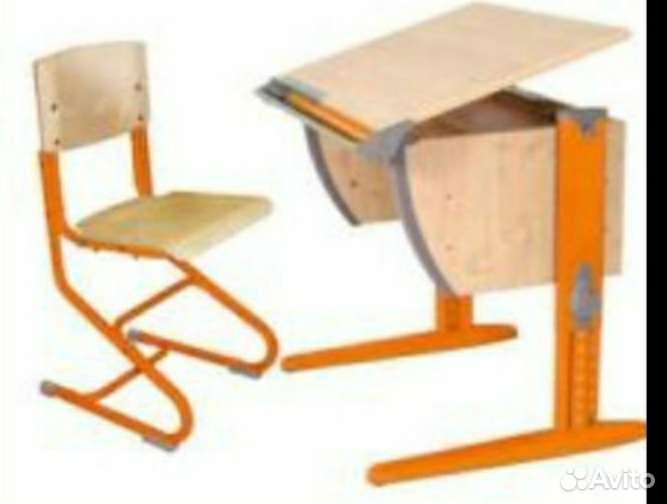 Растущая парта и стул, полка