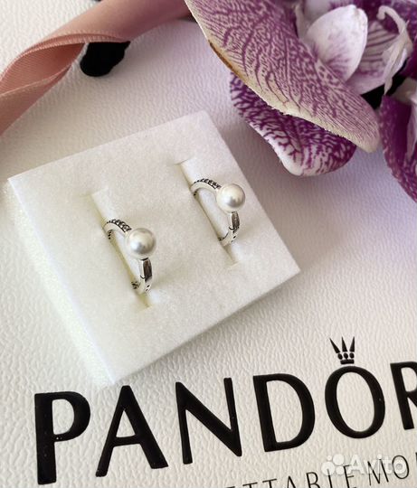 Серьги Пандора жемчуг серебро