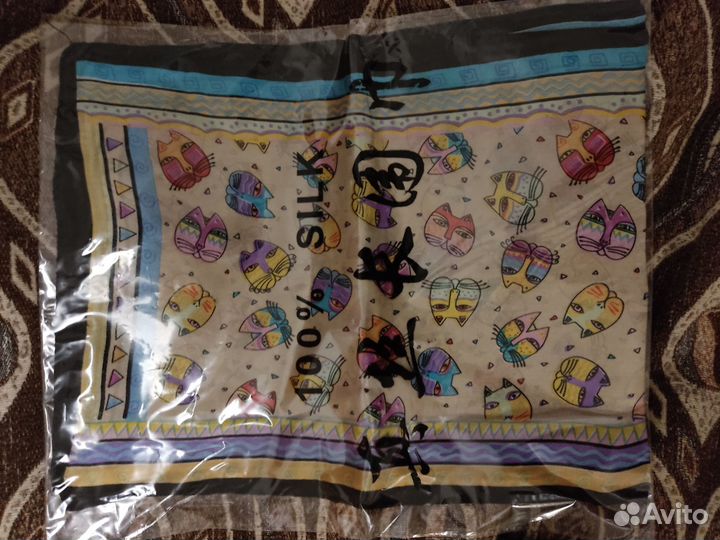 Шарфик с котами 100 проц. шёлк