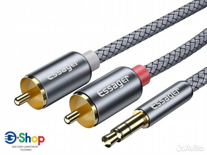 Провод Hi-Fi Essager miniJack 3.5mm (3pin) - 2xRCA