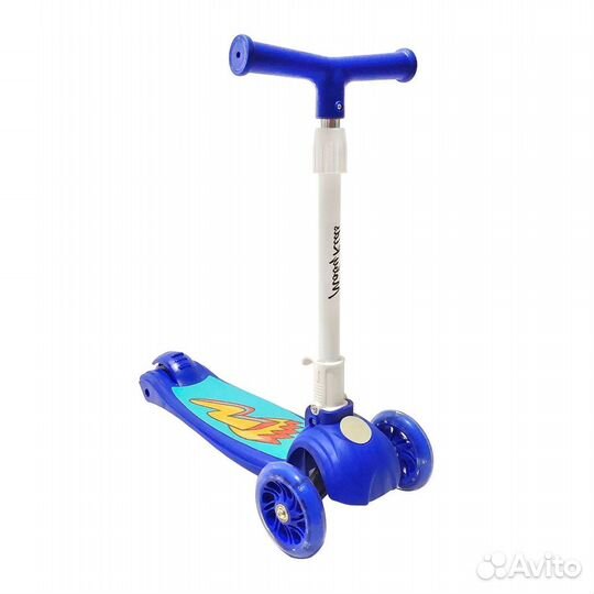 Самокат 3 колеса принт Moby kids Fly 120 мм синий