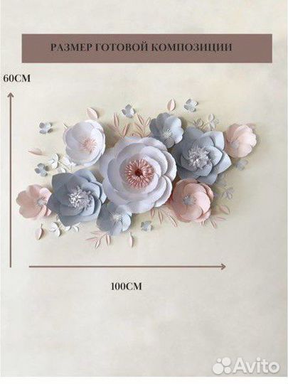 Декор настенный Бумажные цветы. Украшение фотозоны