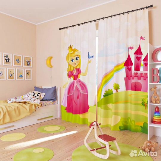 Шторы для детской, девочки «принцесса и замок«