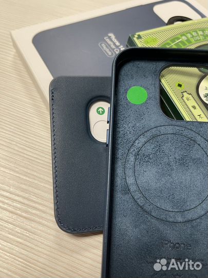 Кожаный чехол и холдер iPhone 12 синий