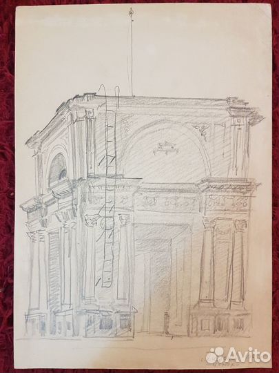 Рисунок «Кишинёв, центр, 1965» графика, 40 х 29 см