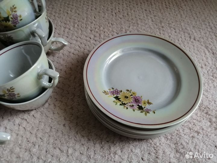 Сервиз чайный кофейный СССР фарфор, 34 предмета