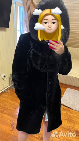 Шуба мутоновая с капюшоном