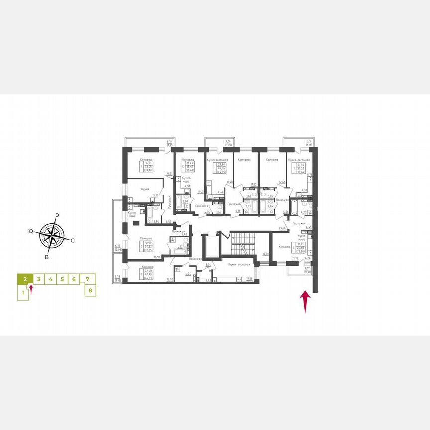 1-к. квартира, 43,8 м², 3/5 эт.