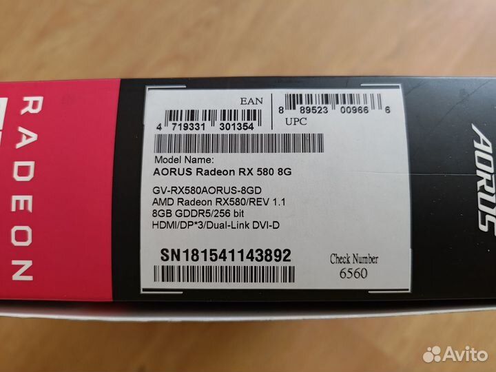 Видеокарта Gigabyte aorus Radeon RX 580 8Gb