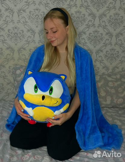 Мягкая игрушка соник 3в1 / Соник с пледом 3в1