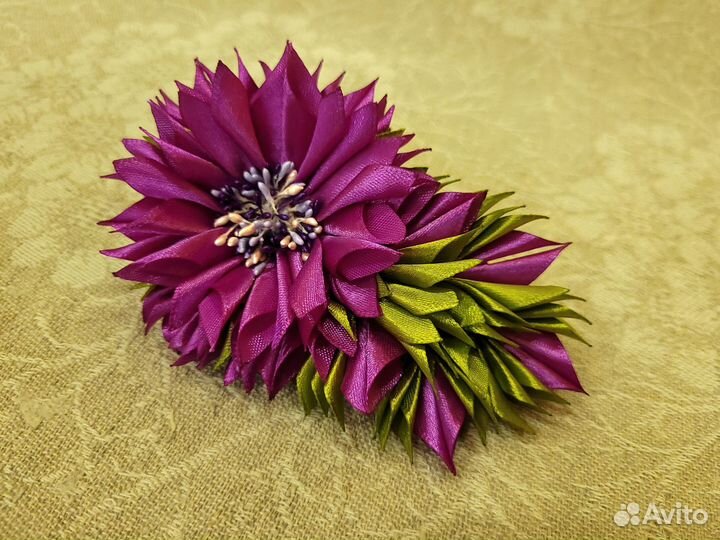 Зажим, заколка для волос с цветами, канзаши