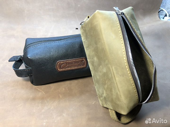 Косметичка (несессер) из натуральной кожи