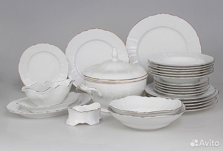 Столовый сервиз, на 6 и 12 персон «Отводка золото»