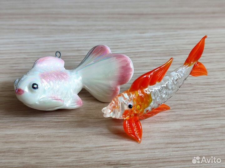 Фигурки рыбки фарфор, стекло
